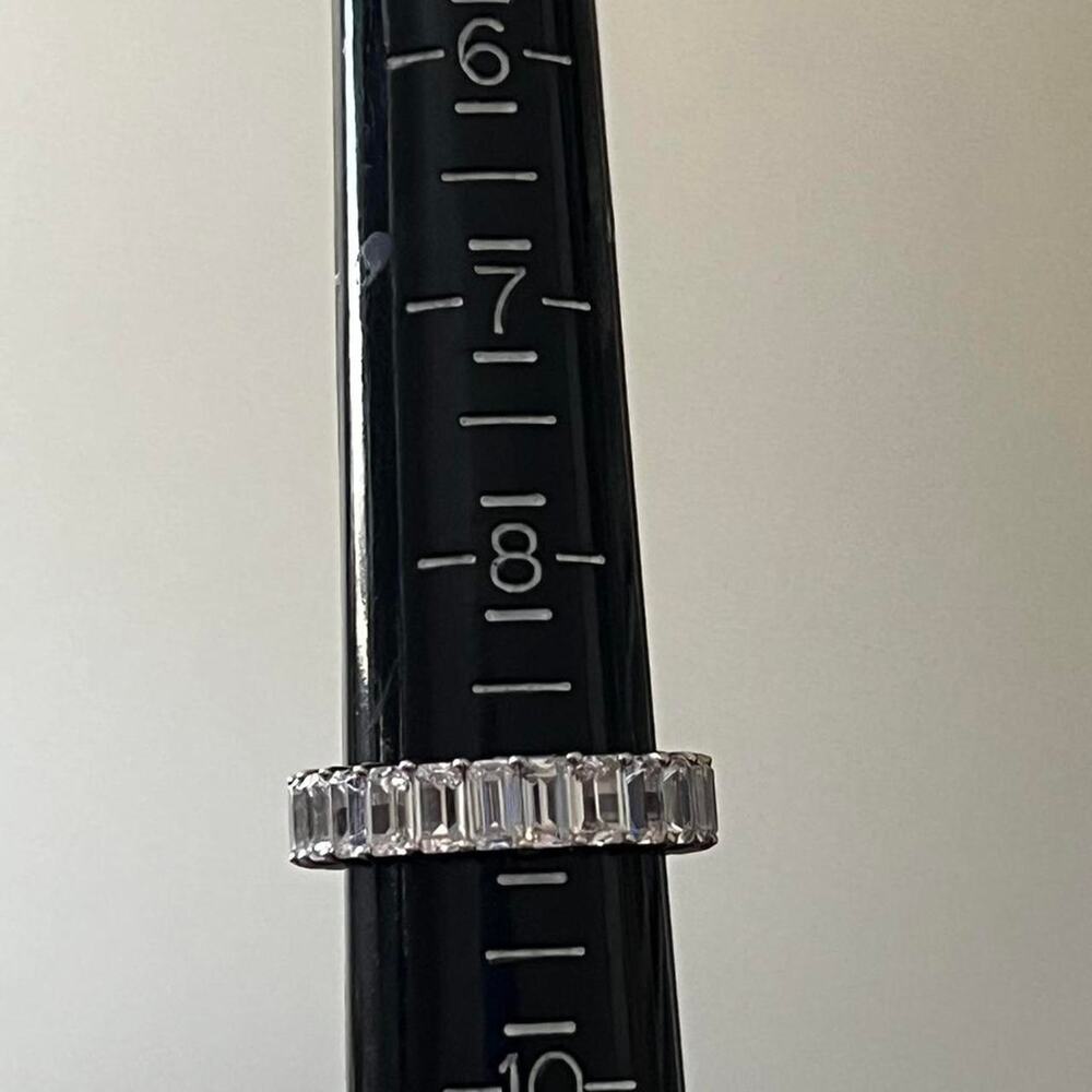 Silver baguette diamond ring size 9